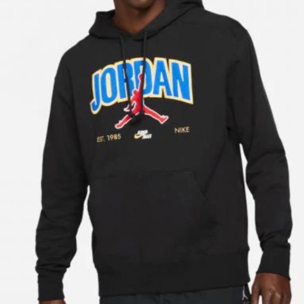 Jordan UniSex Black Hoodie w Jump Man Embroidered Accents Size Medium
